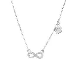 Naszyjnik srebrny z cyrkoniami - nieskończoność, łapka