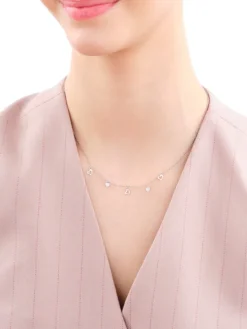 Naszyjnik srebrny z cyrkoniami - serca