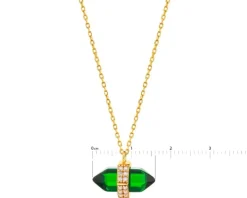 Naszyjnik srebrny z cyrkoniami i szlifowanym szkłem