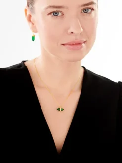 Naszyjnik srebrny z cyrkoniami i szlifowanym szkłem