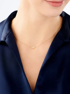 Naszyjnik srebrny z cyrkoniami - samolot, kula ziemska