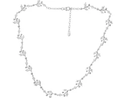 Naszyjnik srebrny z cyrkoniami - liście