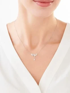 Naszyjnik srebrny z cyrkoniami - motyl