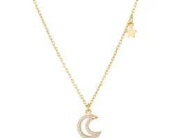 Naszyjnik srebrny z cyrkoniami - Księżyc, gwiazda