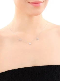 Naszyjnik srebrny z cyrkoniami - serce, koniczyna, motyl