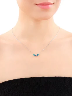 Naszyjnik srebrny z cyrkoniami i emalią