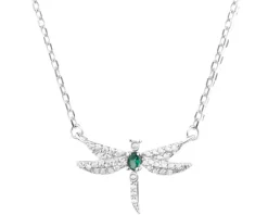 Naszyjnik srebrny z cyrkoniami - kwiat, motyle