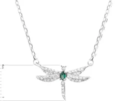 Naszyjnik srebrny z cyrkoniami - kwiat, motyle