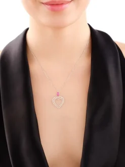 Naszyjnik srebrny z cyrkonią - serce