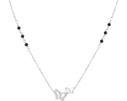 Naszyjnik srebrny z cyrkoniami i  szlifowanym szkłem - motyle