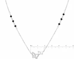 Naszyjnik srebrny z cyrkoniami i  szlifowanym szkłem - motyle