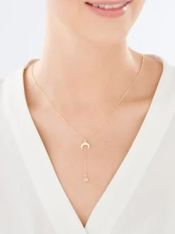 Naszyjnik srebrny z cyrkonią - Księżyc, gwiazda