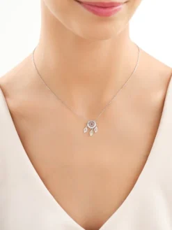 Naszyjnik srebrny z cyrkoniami - łapacz snów