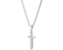 Naszyjnik srebrny z cyrkoniami - sztylet