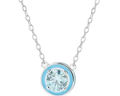 Naszyjnik srebrny z cyrkonia i emalią - koło