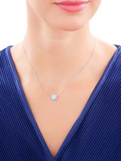 Naszyjnik srebrny z cyrkonia i emalią - koło