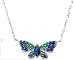 Naszyjnik srebrny z cyrkoniami - motyl
