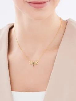 Naszyjnik srebrny z cyrkoniami - ważka