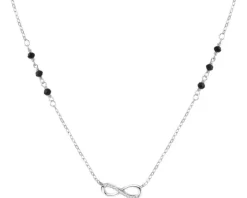 Naszyjnik srebrny z cyrkoniami i szlifowanym szkłem - nieskończoność