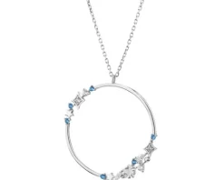 Naszyjnik srebrny z cyrkoniami - gwiazdy, koło