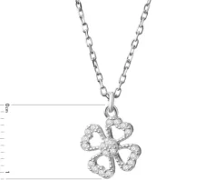 Naszyjnik srebrny z cyrkoniami - koniczyna