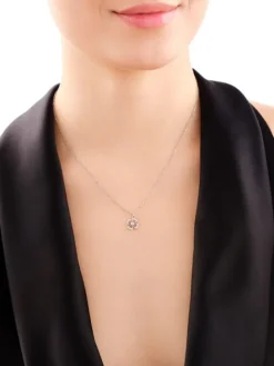 Naszyjnik srebrny z cyrkoniami - koniczyna