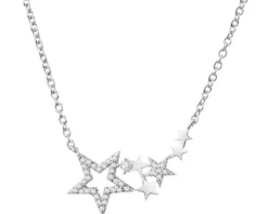Naszyjnik srebrny z cyrkoniami - gwiazdy