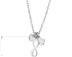 Naszyjnik srebrny z cyrkonią - nieskończoność, koniczyna, serce