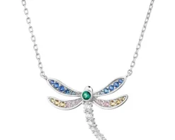 Naszyjnik srebrny z cyrkoniami - ważka