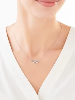 Naszyjnik srebrny z cyrkoniami - ważka