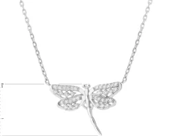 Naszyjnik srebrny z cyrkoniami - ważka