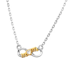 Naszyjnik srebrny z cyrkonią - mama, nieskończoność, serce