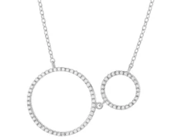 Naszyjnik srebrny z cyrkoniami - koła