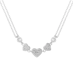 Naszyjnik srebrny z cyrkoniami - serca