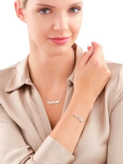 Naszyjnik srebrny z cyrkoniami - mama, serce