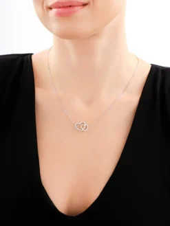 Naszyjnik srebrny z cyrkoniami - serca