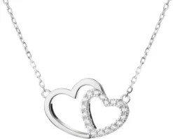 Naszyjnik srebrny z cyrkonami - serca