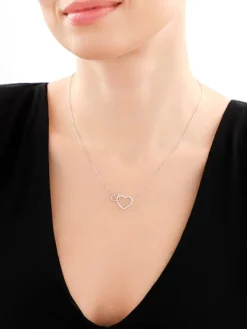 Naszyjnik srebrny z cyrkoniami - serca