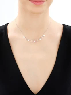 Naszyjnik srebrny z cyrkoniami - serca