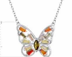 Naszyjnik srebrny z cyrkoniami - motyl