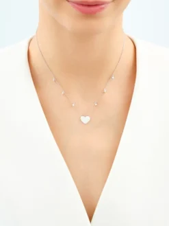 Naszyjnik srebrny z cyrkoniami - serce, gwiazdy