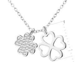 Naszyjnik srebrny z cyrkoniami - koniczyny