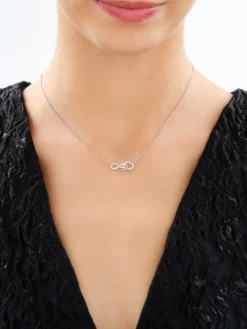 Naszyjnik srebrny z cyrkoniami -nieskończoność, love