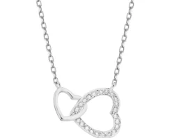 Naszyjnik srebrny z cyrkoniami - serca