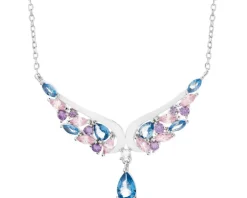 Naszyjnik srebrny z cyrkoniami - skrzydła