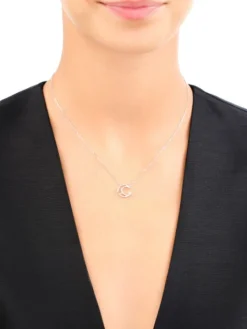 Naszyjnik srebrny z cyrkonią - Księżyc, gwiazdy