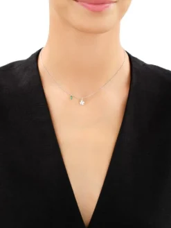 Naszyjnik srebrny z cyrkonią - koniczyna