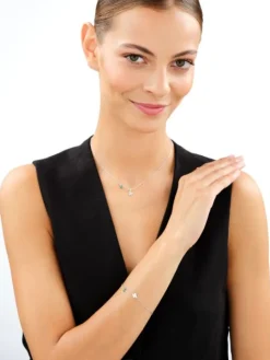 Naszyjnik srebrny z cyrkonią - koniczyna