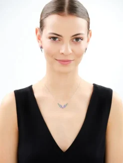 Naszyjnik srebrny z cyrkoniami - skrzydła