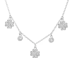 Naszyjnik srebrny z cyrkoniami - koniczyny